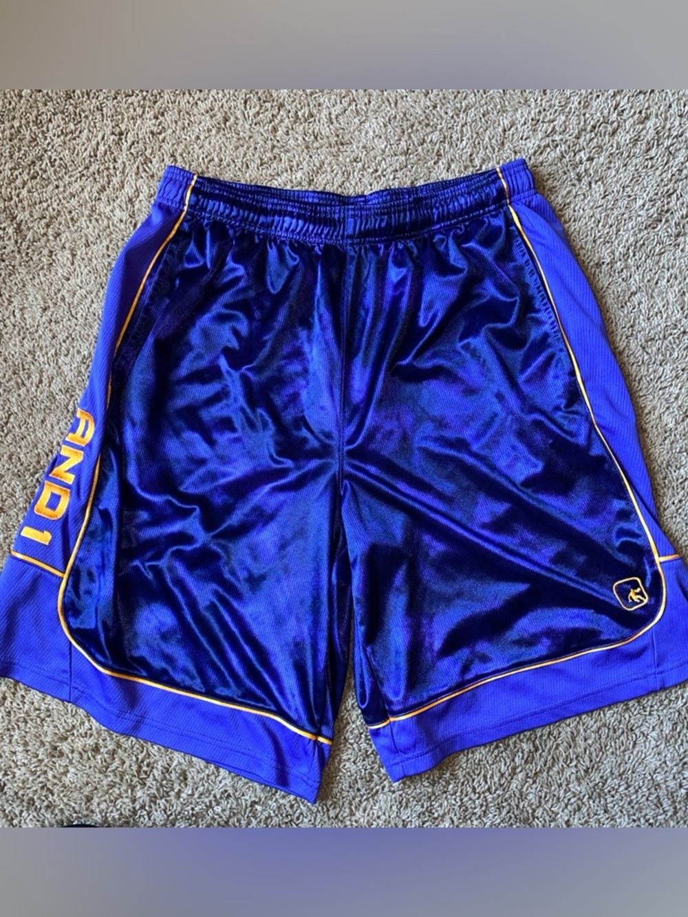 AND1 Basketball Shorts Mens Size XL Blue Drawstring Waist Pockets Athletic